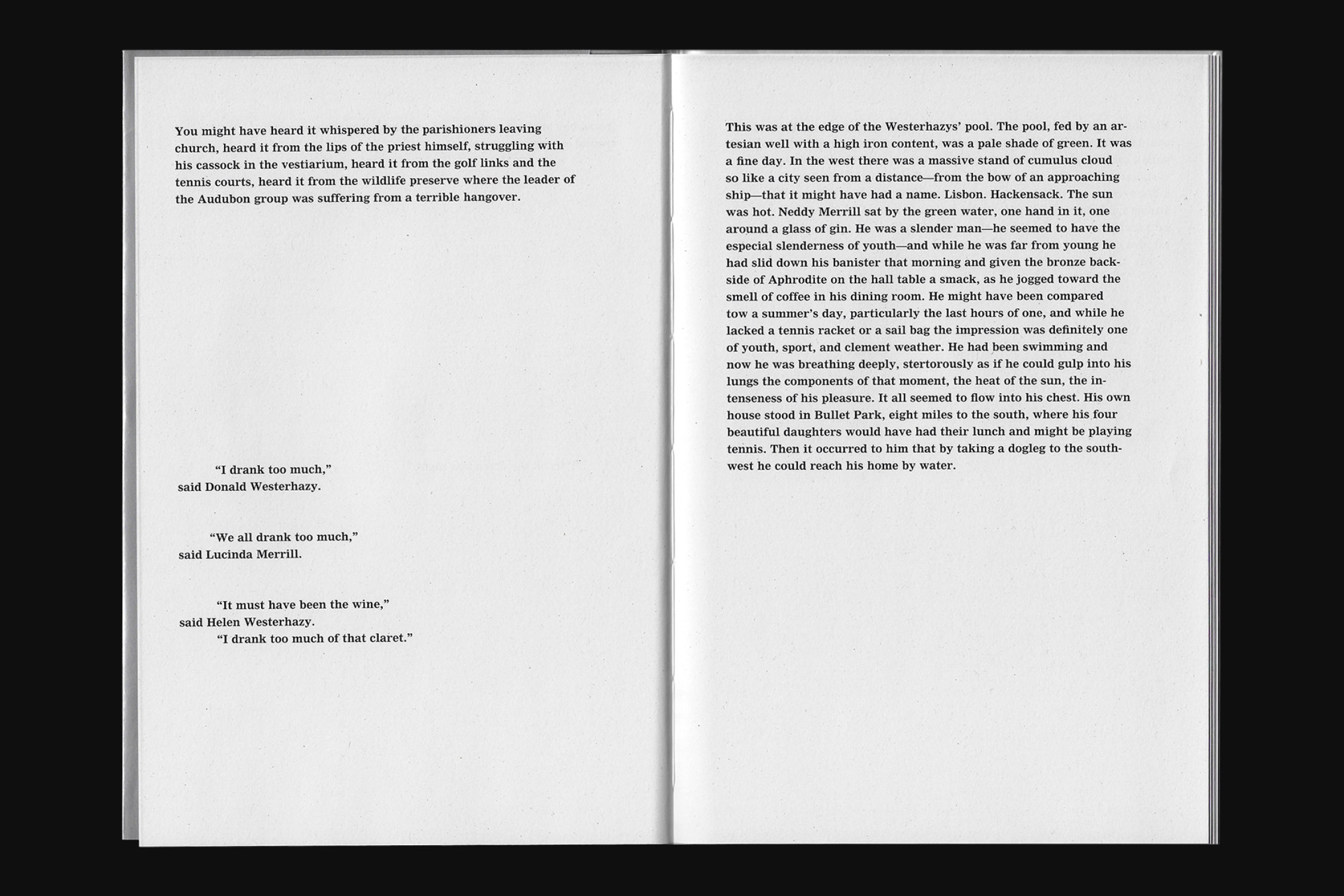 Redesign of short story The Swimmer by John Cleever